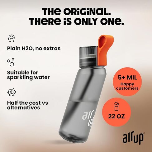 Air Up® Water Bottle (22 أوقية) للمدرسة ، الرياضة ، صالة الألعاب الرياضية | يتضمن 5 قرون الرائحة والقش | زجاجة بنكهة باللون الرمادي - أيضًا للأطفال ، الأولاد ، الفتيات | لا سعرات حرارية وخالية من السكر ومناسبة للكربنة in Kuwait