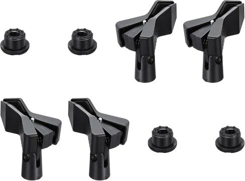 MECCANIXITY 4Pcs Microphone Clip Adjustable Mic Holder Flexible Wireless Mic Stand Adapter for Handheld Mic with 5/8" Male to 3/8" Female Screw Adapter in Kuwait