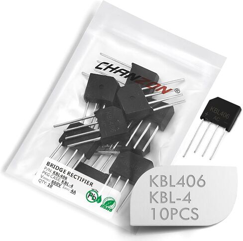 (حزمة من 10 قطع) Chanzon KBL406 Bridge Rectifier Diode 4A 600V KBL-4 (SIP-4) مرحلة واحدة ، الموجة الكاملة 4 أمبير 600 فولت ثنائيات السيليكون الإلكترونية in Saudi Arabia