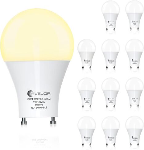 GU24 LED Light Bulb,60 Watt Equivalent Daylight White 5000K,Non-Dimmable,Efficient 9W,800 Lumens Twist and Lock 2 Prong Light Bulbs,15000 Hours,Ideal for Kitchen,Living Room,Bedroom, 4-Packs in Saudi Arabia