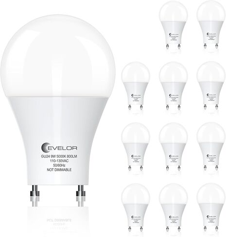 GU24 LED Light Bulb,60 Watt Equivalent Daylight White 5000K,Non-Dimmable,Efficient 9W,800 Lumens Twist and Lock 2 Prong Light Bulbs,15000 Hours,Ideal for Kitchen,Living Room,Bedroom, 4-Packs in Saudi Arabia