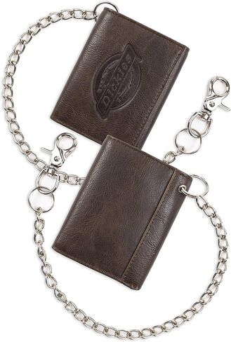 Dickies Men's Compact Leather Trifold Chain Wallet-Clear Id Window, Credit Card Slots in Saudi Arabia