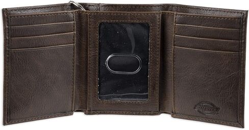 Dickies Men's Compact Leather Trifold Chain Wallet-Clear Id Window, Credit Card Slots in Saudi Arabia