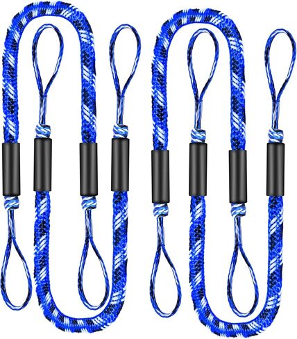 4 PCS BOTH BUTH BUNGEE LINES ، 4 أقدام حبل إرساء للالتحام يمتد إلى 6 أقدام ، وملحقات القوارب الخطية الربقية حبال الرصيف PWC للقوارب (الأزرق والأبيض) in Kuwait