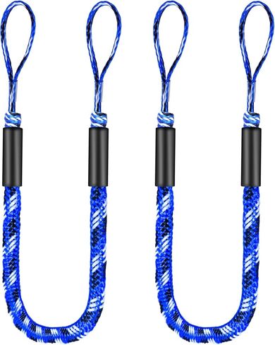4 PCS BOTH BUTH BUNGEE LINES ، 4 أقدام حبل إرساء للالتحام يمتد إلى 6 أقدام ، وملحقات القوارب الخطية الربقية حبال الرصيف PWC للقوارب (الأزرق والأبيض) in Kuwait