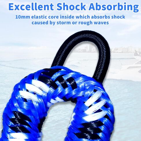4 PCS BOTH BUTH BUNGEE LINES ، 4 أقدام حبل إرساء للالتحام يمتد إلى 6 أقدام ، وملحقات القوارب الخطية الربقية حبال الرصيف PWC للقوارب (الأزرق والأبيض) in Kuwait