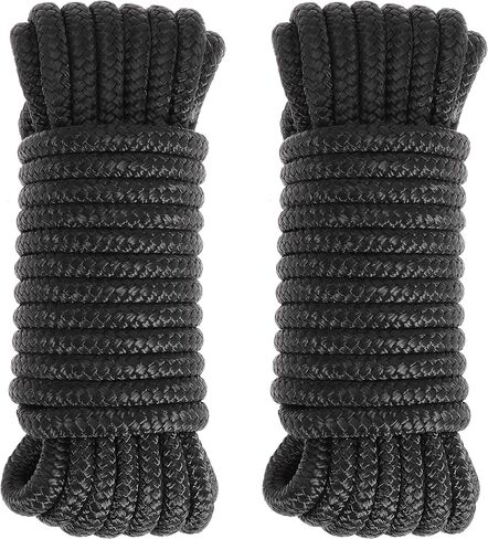 خطوط رصيف القارب 2 حزمة 3/8 "× 20 قدمًا خطوط قارب من النايلون بحبل بحري للقوارب لخطوط قارب الحبل المصد مزدوجة لترسيخ خطوط الرصيف قفص الاتهام in Kuwait