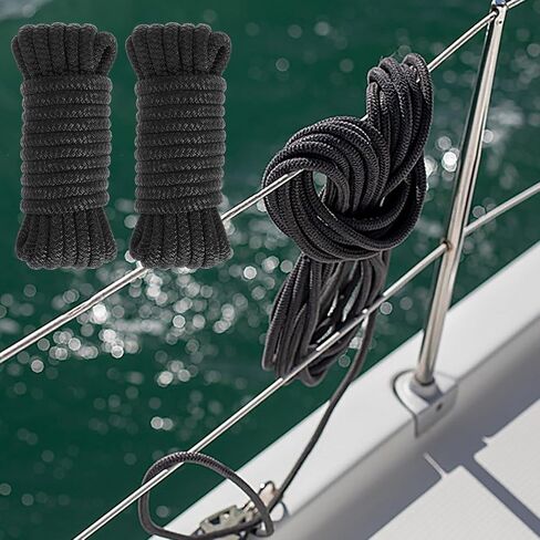 خطوط رصيف القارب 2 حزمة 3/8 "× 20 قدمًا خطوط قارب من النايلون بحبل بحري للقوارب لخطوط قارب الحبل المصد مزدوجة لترسيخ خطوط الرصيف قفص الاتهام in Kuwait