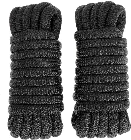 خطوط رصيف القارب 2 حزمة 3/8 "× 20 قدمًا خطوط قارب من النايلون بحبل بحري للقوارب لخطوط قارب الحبل المصد مزدوجة لترسيخ خطوط الرصيف قفص الاتهام in Kuwait