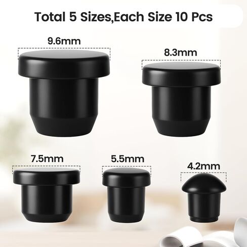 5 Sizes 50 Pcs Silicone Hole Plug Black Rubber Waterproof Hole End Covers Round Rubber Panel Seal Cover Flush Type Panel Plugs for Bottles Pipes Flower Pots in Saudi Arabia