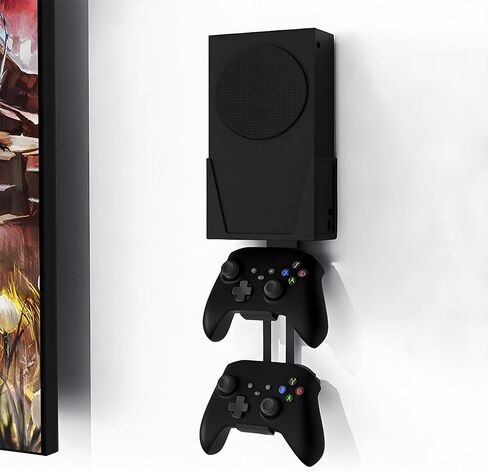 حائط الحائط لسلسلة Xbox S - جميع المعادن العمودية معلقة على الحائط بالقرب من أو خلف التلفزيون اليسار/اليمين ، مجموعة حوامل الحائط مع حامل وحدة تحكم قابلة للفصل ، أسود in Kuwait
