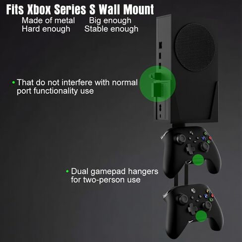 حائط الحائط لسلسلة Xbox S - جميع المعادن العمودية معلقة على الحائط بالقرب من أو خلف التلفزيون اليسار/اليمين ، مجموعة حوامل الحائط مع حامل وحدة تحكم قابلة للفصل ، أسود in Kuwait