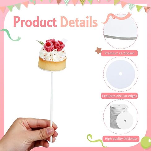 Honeydak 100 Pcs Round Cake Pop Boards 2 Inch Mini Cake Base Cardboards for Cupcakes Pastries Desserts Parties Wedding in Saudi Arabia