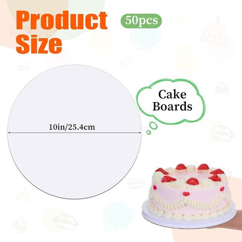 50pcs 10 بوصة ألواح كعكة دائرية أبيض مقاوم للكعكة من الورق المقوى من الورق المقوى القابل للتصرف لوحات الأطباق لوحات صينية صينية الحامل للحلويات DIY عيد ميلاد in Saudi Arabia