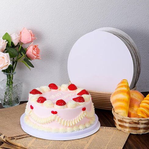 50pcs 10 بوصة ألواح كعكة دائرية أبيض مقاوم للكعكة من الورق المقوى من الورق المقوى القابل للتصرف لوحات الأطباق لوحات صينية صينية الحامل للحلويات DIY عيد ميلاد in Saudi Arabia