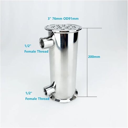 Condenser Dephlegmator 3" OD91mm, Sanitary Dephlegmator/Condenser with 1/2" Female Thread,15 Pipes Inside ID 8mm,Lenght 200mm,SS304 in Saudi Arabia