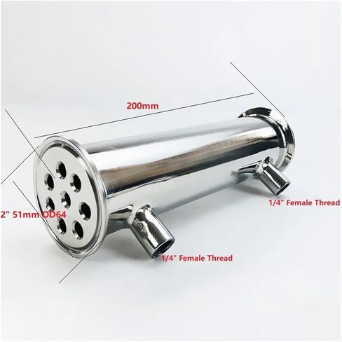 Dephlegmator المكثف 2 "51 ملم (OD64MM) Dephlegmator ، الارتجاع ، مكثف التقطير. طول 200 مم ، مع فقي 1/4" ، الفولاذ الصحي 304 in Saudi Arabia
