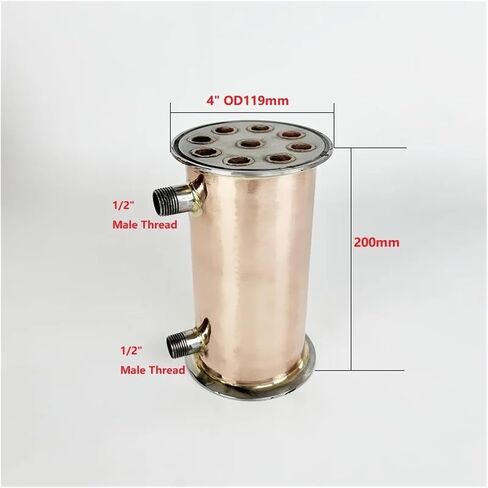 Dephlegmator المكثف 4 "OD119MM Dephlegmator مع 1/2" ذكور ، lenght 200mm ، 9 أنابيب داخل المعرف 12 مم ، مكثف النحاس للتقطير in Saudi Arabia