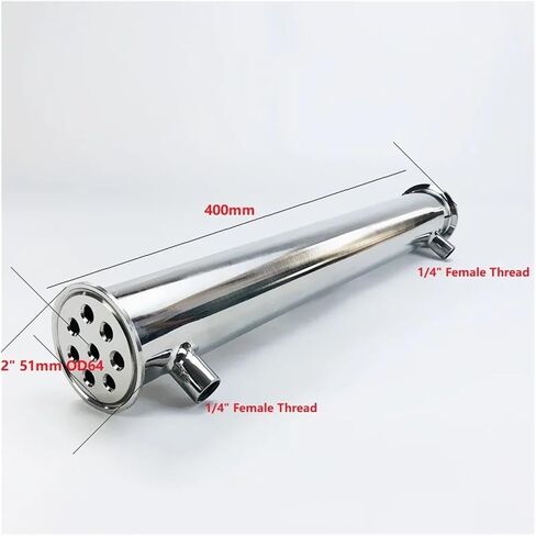 Condenser Dephlegmator 2" 51mm(OD64mm) Distiller Condenser, Reflux,Dephlegmator, Length 400mm,with 1/4" Female Thread,Sanitary Steel 304 in Saudi Arabia