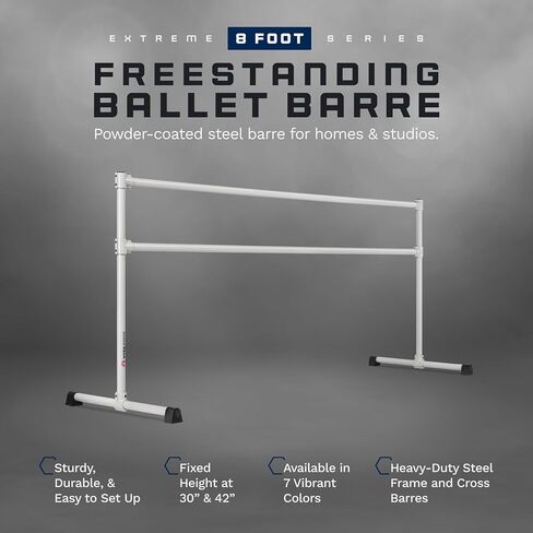 VITA Barre Portable Freestanding Double Ballet Barre, Extreme, Steel | Fixed Height, Made in USA, Home or Gym Exercise Equipment for Kids & Adults | Dance, Fitness, Pilates in Kuwait