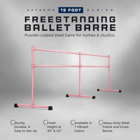 VITA Barre Portable Freestanding Double Ballet Barre, Extreme, Steel | Fixed Height, Made in USA, Home or Gym Exercise Equipment for Kids & Adults | Dance, Fitness, Pilates in Kuwait