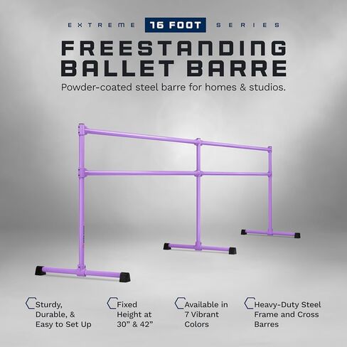 VITA Barre Portable Freestanding Double Ballet Barre, Extreme, Steel | Fixed Height, Made in USA, Home or Gym Exercise Equipment for Kids & Adults | Dance, Fitness, Pilates in Kuwait