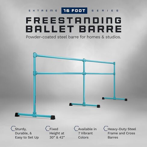 VITA Barre Portable Freestanding Double Ballet Barre, Extreme, Steel | Fixed Height, Made in USA, Home or Gym Exercise Equipment for Kids & Adults | Dance, Fitness, Pilates in Kuwait