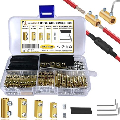 35pcs 4 ، 6 ، 8 ، 10awg موصلات سلكية ، محطة توصيل الأسلاك السريعة ، موصل سلك موصل الدائرة مع 70 مسامير ، 35 أنبوب تقليص الحرارة و 3 وجع ، للأجهزة المنزلية وصناعة الطاقة in Kuwait