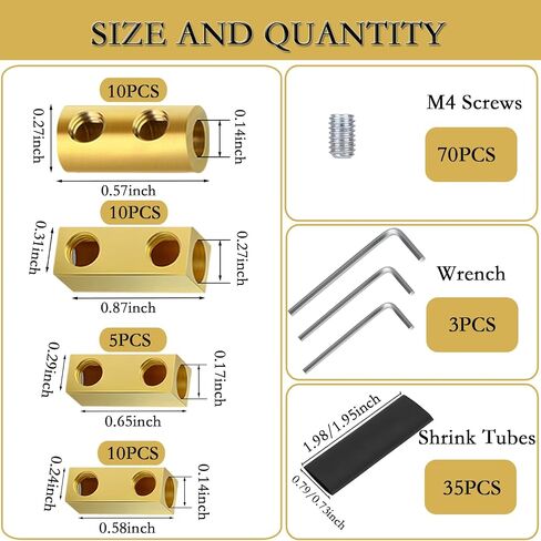 35pcs 4 ، 6 ، 8 ، 10awg موصلات سلكية ، محطة توصيل الأسلاك السريعة ، موصل سلك موصل الدائرة مع 70 مسامير ، 35 أنبوب تقليص الحرارة و 3 وجع ، للأجهزة المنزلية وصناعة الطاقة in Kuwait