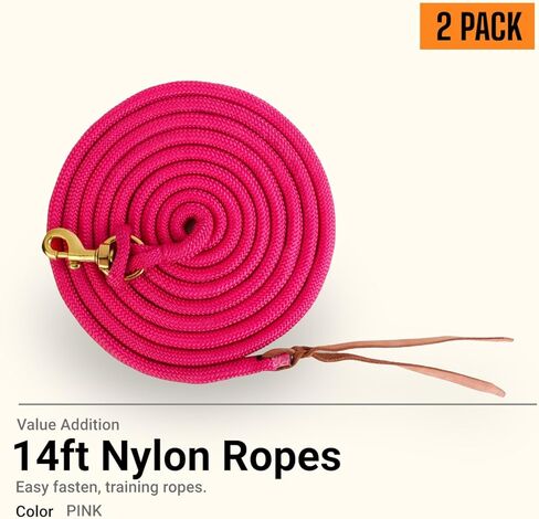 14ft Poly Lead Rope 2-Pack for Horses Training Lead Ropes with Strong Bolt Snaps (Black) in Saudi Arabia