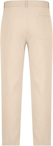 Ctreela Summer Fall Chino Pants Men Casual Drawstring Elastic Waist Daily Pants Lightweight Thin Slim-Fit Slacks Trousers in Kuwait