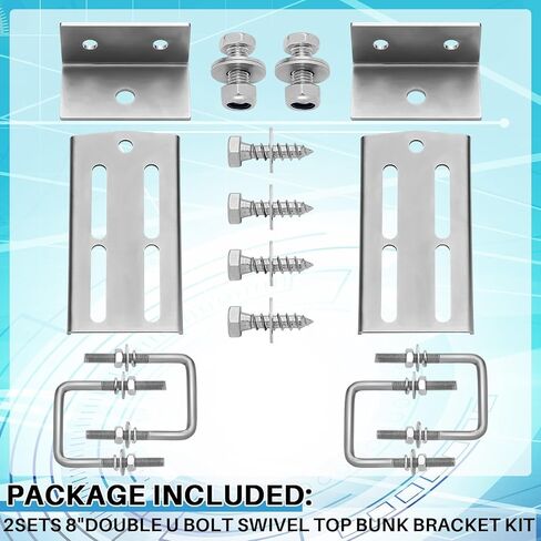 2 مجموعات 8 بوصة قوس قارب BANK BUNK ، مجلفن u double u bolt دوارة أعلى قوسين بطابقين ل 1.5 "× 3" ، 2 "× 3" ، 3 "× 3" مقطورة القوارب مقطورة ، قوارب مقطورة Bunk Bunk Brackets in Saudi Arabia