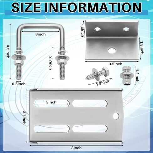 2 مجموعات 8 بوصة قوس قارب BANK BUNK ، مجلفن u double u bolt دوارة أعلى قوسين بطابقين ل 1.5 "× 3" ، 2 "× 3" ، 3 "× 3" مقطورة القوارب مقطورة ، قوارب مقطورة Bunk Bunk Brackets in Saudi Arabia