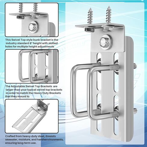 2 مجموعات 8 بوصة قوس قارب BANK BUNK ، مجلفن u double u bolt دوارة أعلى قوسين بطابقين ل 1.5 "× 3" ، 2 "× 3" ، 3 "× 3" مقطورة القوارب مقطورة ، قوارب مقطورة Bunk Bunk Brackets in Saudi Arabia