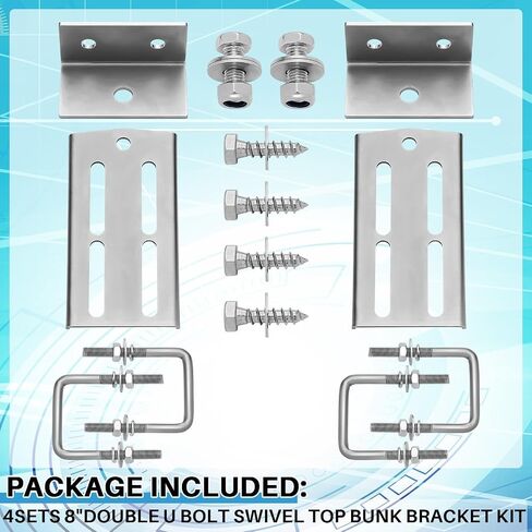 2 مجموعات 8 بوصة قوس قارب BANK BUNK ، مجلفن u double u bolt دوارة أعلى قوسين بطابقين ل 1.5 "× 3" ، 2 "× 3" ، 3 "× 3" مقطورة القوارب مقطورة ، قوارب مقطورة Bunk Bunk Brackets in Kuwait