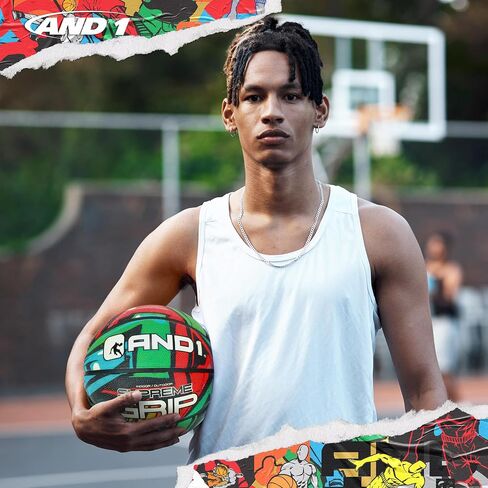 و 1 Supreme Grip Rubber Basketball: الحجم الرسمي للحجم 7 (29.5 بوصة) - كرة شارع Deep Channel Construction ، مصنوعة لألعاب كرة السلة الخارجية الداخلية في الهواء الطلق in Saudi Arabia