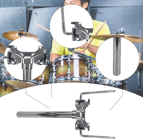Dynwave Double Tom Holder Display Dispware Prums Accessory Double Tom Arm Clamp for Drummers Studio Concerts in Saudi Arabia