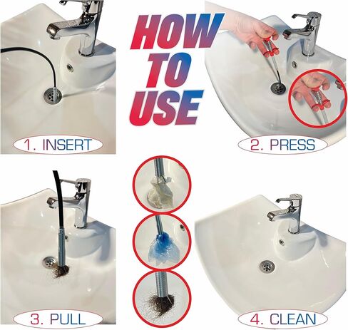 Sink and Toilet Plunger & Hair Clog Remover 34 inch 2 in 1 Kit - Drain Snake and Plunger for Sinks, Kitchens, Toilets, Bathrooms and Showers in Saudi Arabia