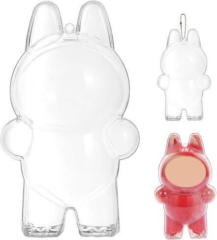 Clear Protective Case Compatible with Labubu The Monsters Exciting Macaron,with Nylon Rope Buckle&Hard Box+Double-Sided Tape 1-Set（NOT Included Doll in Saudi Arabia