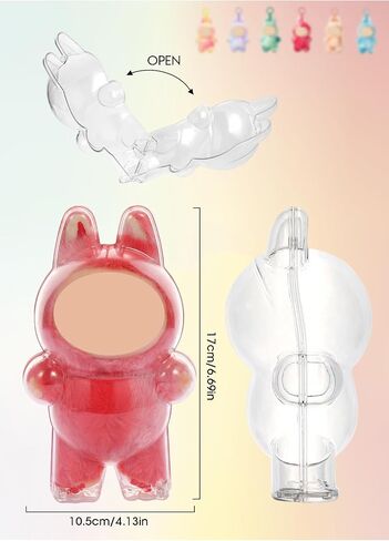 Clear Protective Case Compatible with Labubu The Monsters Exciting Macaron,with Nylon Rope Buckle&Hard Box+Double-Sided Tape 1-Set（NOT Included Doll in Saudi Arabia