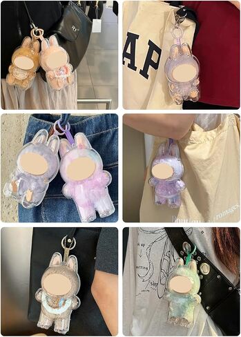 Clear Protective Case Compatible with Labubu The Monsters Exciting Macaron,with Nylon Rope Buckle&Hard Box+Double-Sided Tape 1-Set（NOT Included Doll in Saudi Arabia