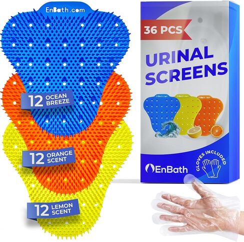 مزيل الروائح الكريال من شاشة البولية لحمام الرجال (36 عبوة) حارس رش معطر مع شعيرات طويلة ، شاشات مبولة مضادة للبقع مع رائحة دائمة - 12 محيط ، 12 ليمون ، 12 رائحة برتقالية in Kuwait