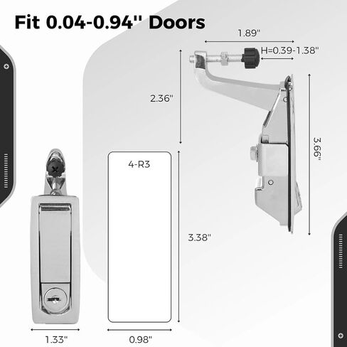 Zinc Alloy Compression Trigger Latch Locks With 4 Keys, Set Of 2 Hand-Operated Levers For Electronic Closures, Fits 0.04-0.94’’ Doors in Kuwait