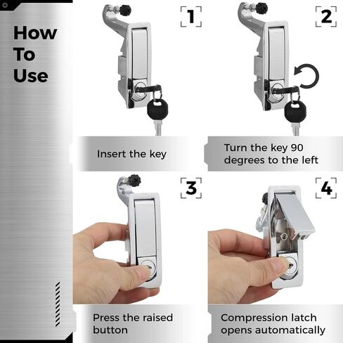 Zinc Alloy Compression Trigger Latch Locks With 4 Keys, Set Of 2 Hand-Operated Levers For Electronic Closures, Fits 0.04-0.94’’ Doors in Kuwait