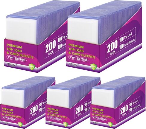 400 حزم الأكمام البطاقات أفضل اللوادر للبطاقات ، و 3 "× 4" واقيات بطاقات البيسبول ، حامل البطاقات البلاستيكية الصلبة لبطاقات لعبة كرة القدم الرياضية (200 أكمام صلبة+200 قرش) in Kuwait