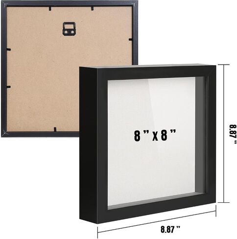 QDSSDECO 10"x10" Shadow Boxes Display Cases with Soft Linen Back Deep Wood Glass 3D Shadow Box Set for Wall and Tabletop Baby Sports, 2 Pack Black in Saudi Arabia