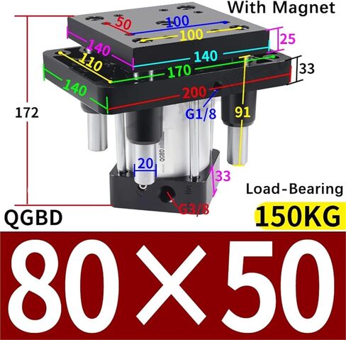 1PCS QGBD63-40 QGBD63-50 QGBD80-40 QGBD80-50 طلبة رطبة من أربعة أهمان مع معيار توجه كبير من أسطوانة القضيب الدليل (QGBD63-40) in Kuwait