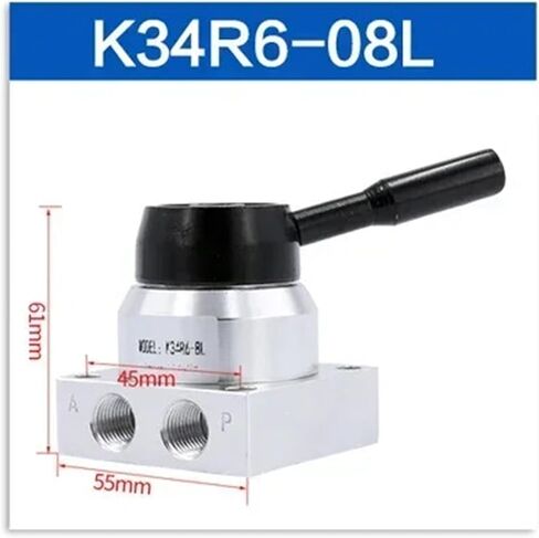 1pcs Pneumatic Manual Manual Rotary Valve K34R6-8D/K34R6-8L Manual Valve Cylinder Control Valve 3-Position 4-Way(K34R6-08D,10mm Joint) in Saudi Arabia