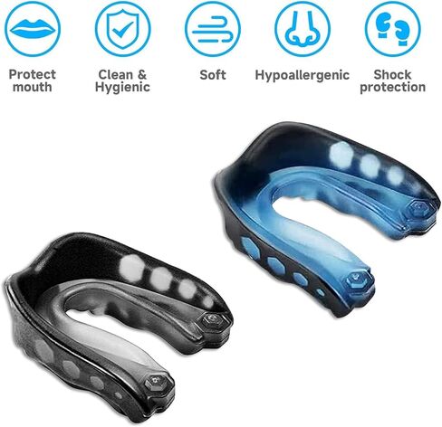 2 Pack Football Mouthguard,Kids Sport Mouth Guard,Youth Mouth Guard with Straps and Case, Kids MouthGuard for Football,Mouthpiece for MMA,Lacrosse,Basketball,Hockey,Boxing in Kuwait