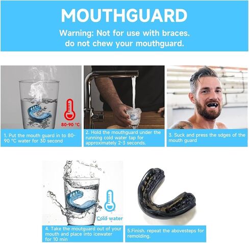 2 Pack Football Mouthguard,Kids Sport Mouth Guard,Youth Mouth Guard with Straps and Case, Kids MouthGuard for Football,Mouthpiece for MMA,Lacrosse,Basketball,Hockey,Boxing in Kuwait